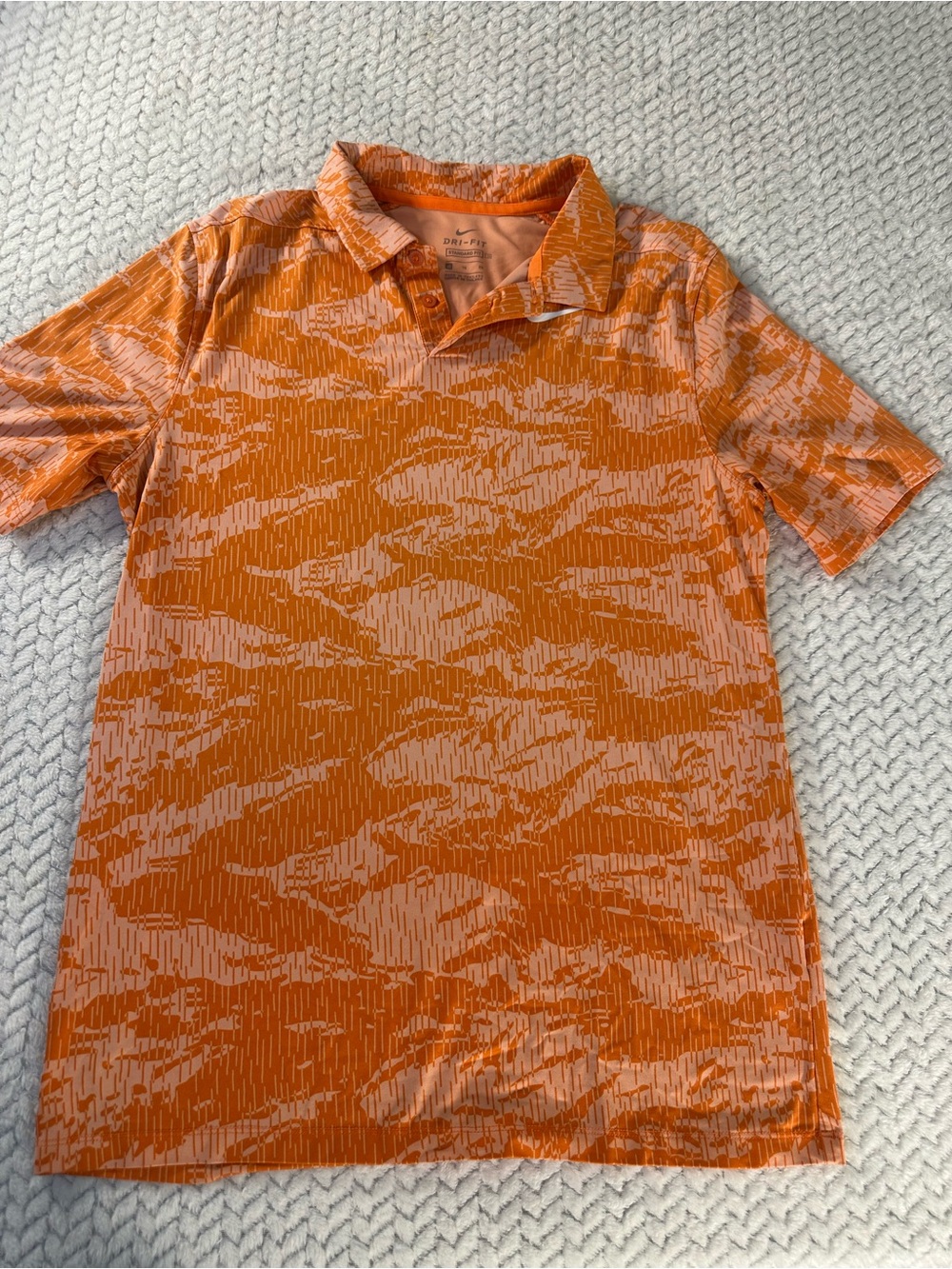 Nike Golf Standard Dri Fit Orange Polo Short Sleeve Shirt Mens Size XLarge
